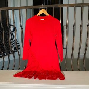 kids long sleeve red ruffle dress